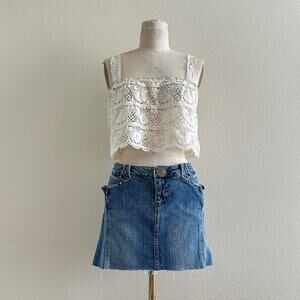 handmade cream crochet tank top